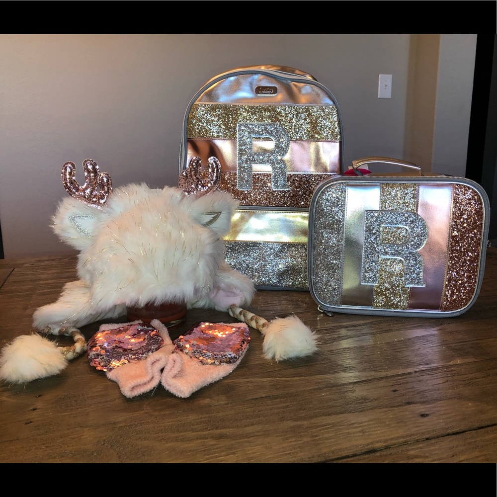 Justice initial R backpack bundle